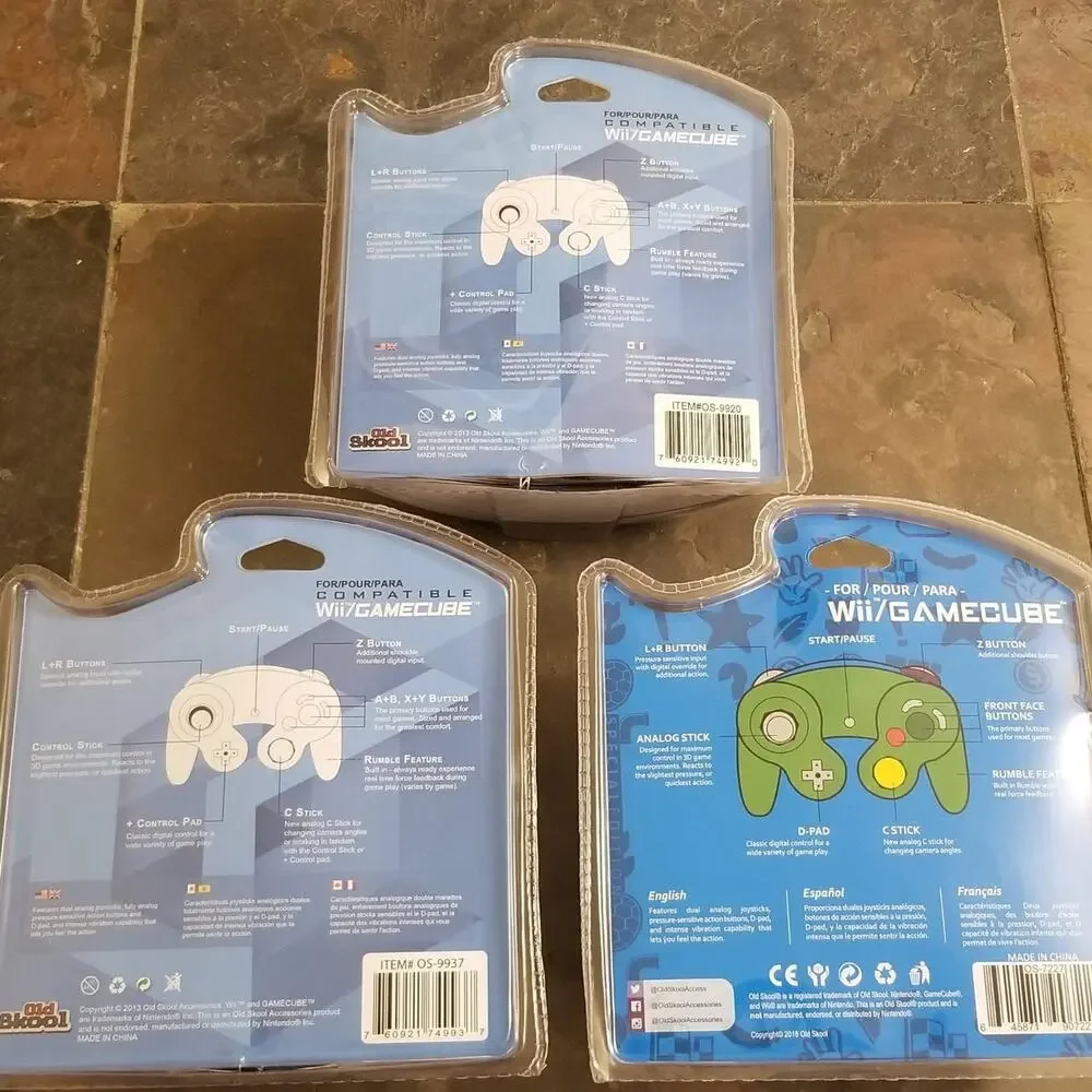 3 Gamecube Controllers - 3 Colors Bundle (NEW) - White Green Orange - Nintendo